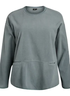Lockere Bluse aus Fleece mit Taschen