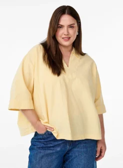 Lockere Bluse mit Kragen und 1/2 Ärmeln