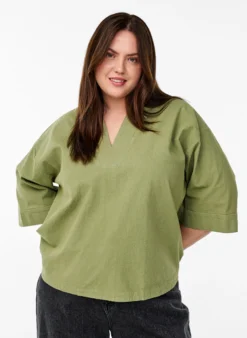 Lockere Bluse mit Kragen und 1/2 Ärmeln