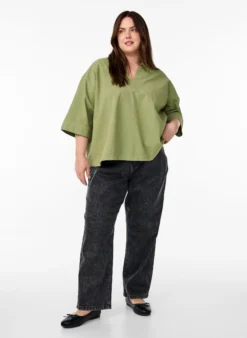 Lockere Bluse mit Kragen und 1/2 Ärmeln