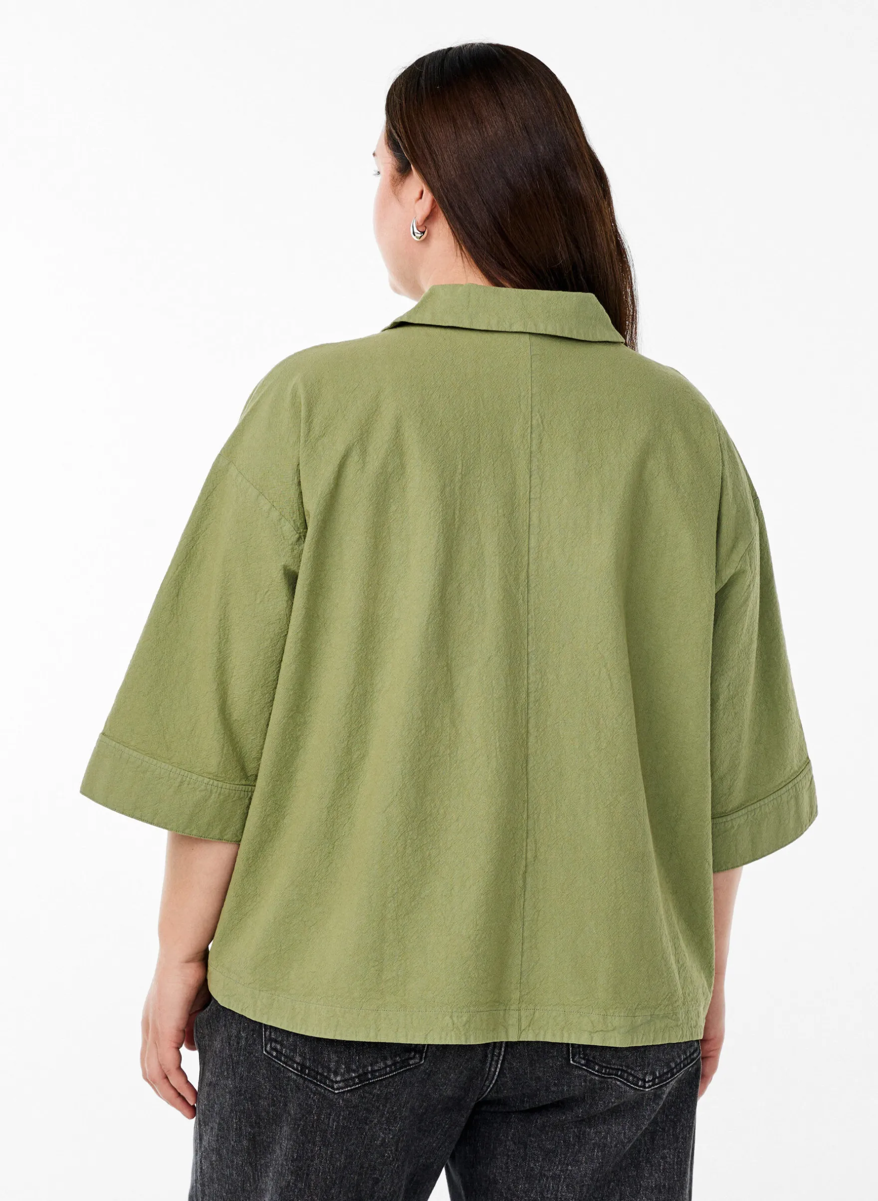 Lockere Bluse mit Kragen und 1/2 Ärmeln