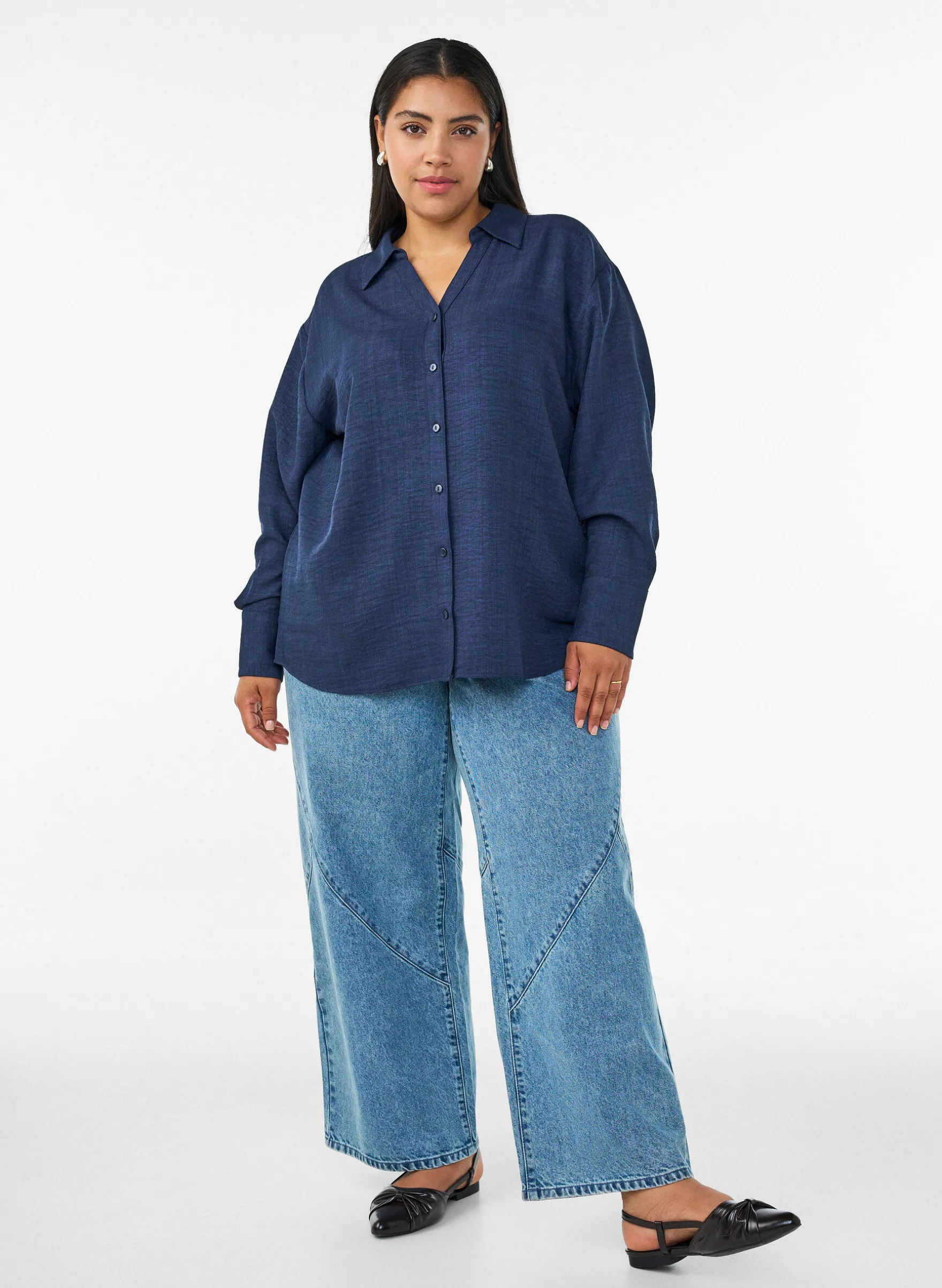 Lockere Bluse mit V-Ausschnitt