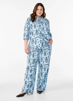 Lockere Hose aus Baumwollmusselin mit Punkten