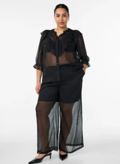 Lockere Hose aus Chiffon mit Punkten