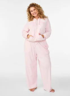Lockere Hose aus Velours mit hoher Taille und Taschen