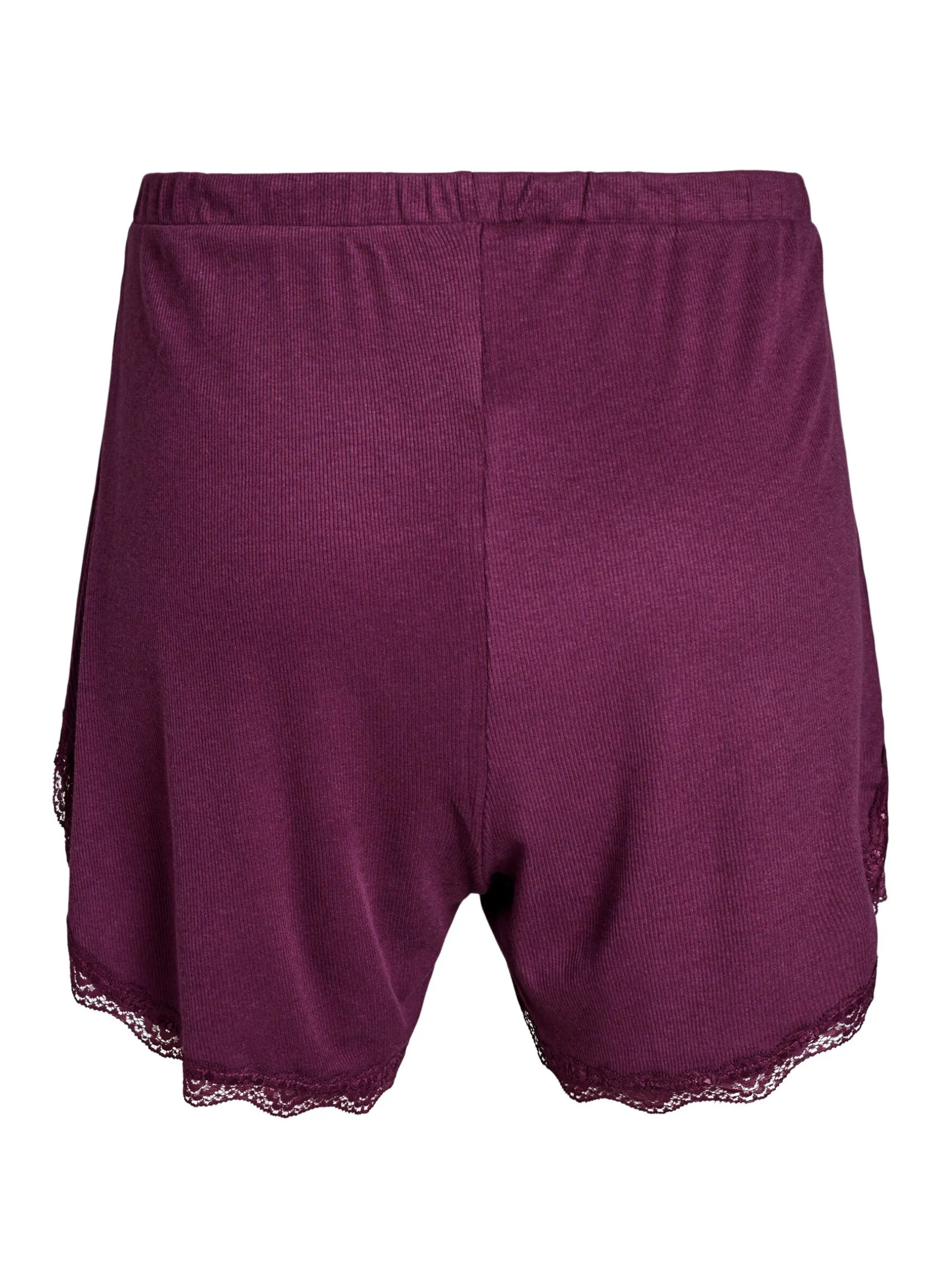Lockere Nachtshorts aus geripptem Material mit Spitzensaum