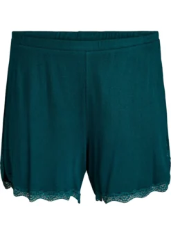 Lockere Nachtshorts aus geripptem Material mit Spitzensaum