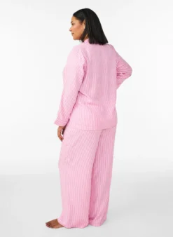 Lockere Pyjamahose aus Seersucker mit hoher Taille