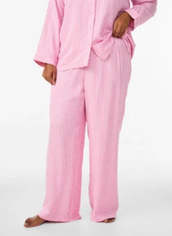 Lockere Pyjamahose aus Seersucker mit hoher Taille