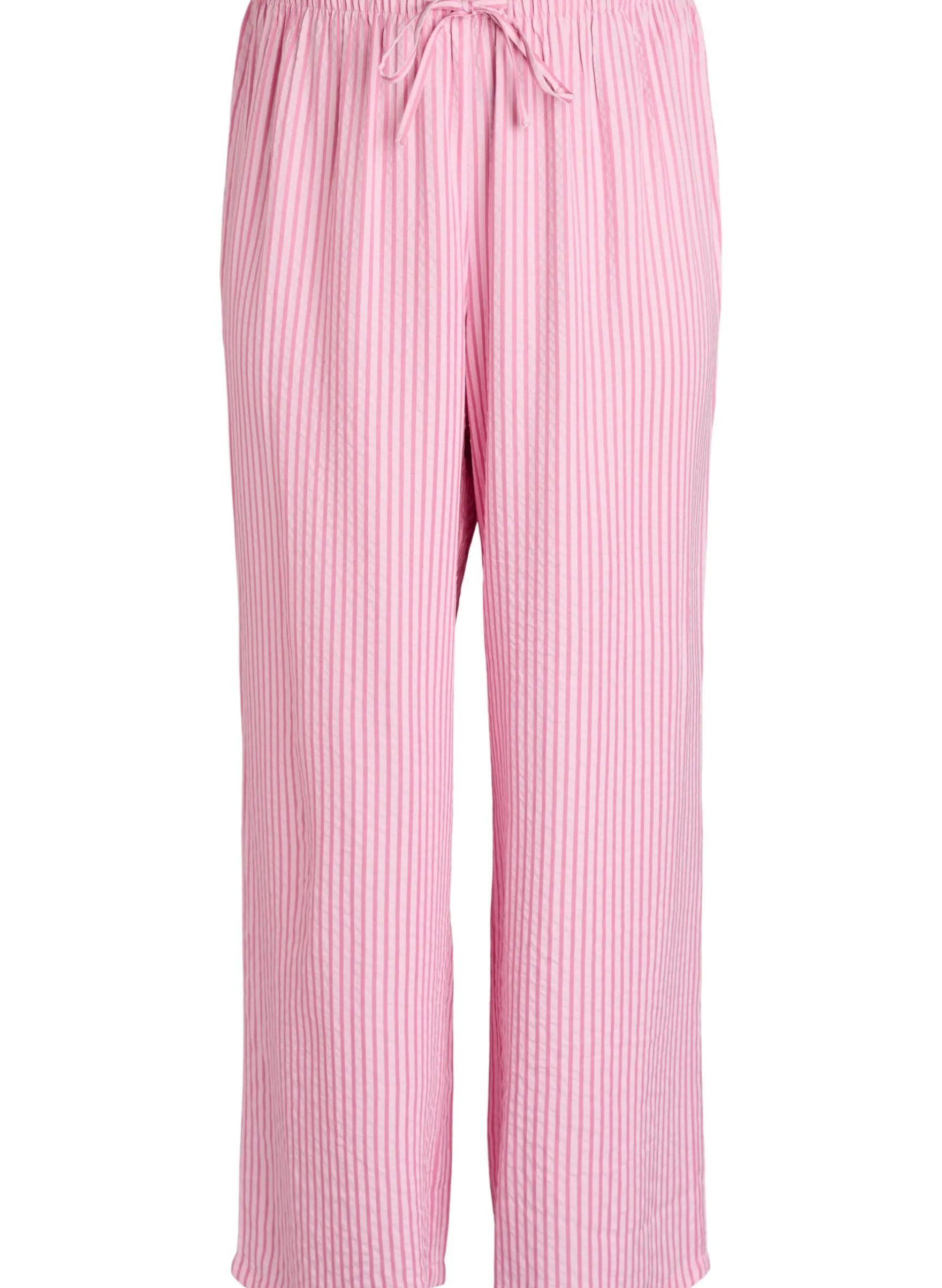 Lockere Pyjamahose aus Seersucker mit hoher Taille