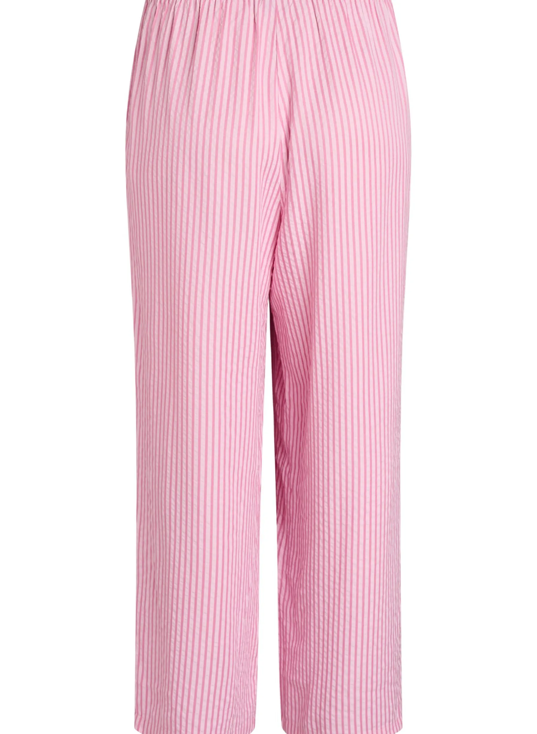 Lockere Pyjamahose aus Seersucker mit hoher Taille