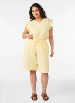 Lockere Shorts aus Baumwollmusselin mit hoher Taille