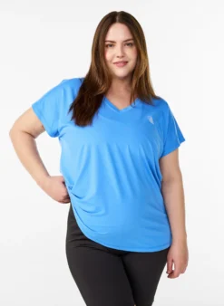 Lockeres Trainings-T-Shirt mit V-Ausschnitt