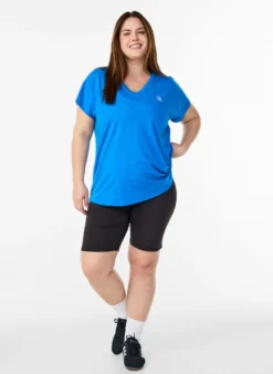 Lockeres Trainings-T-Shirt mit V-Ausschnitt
