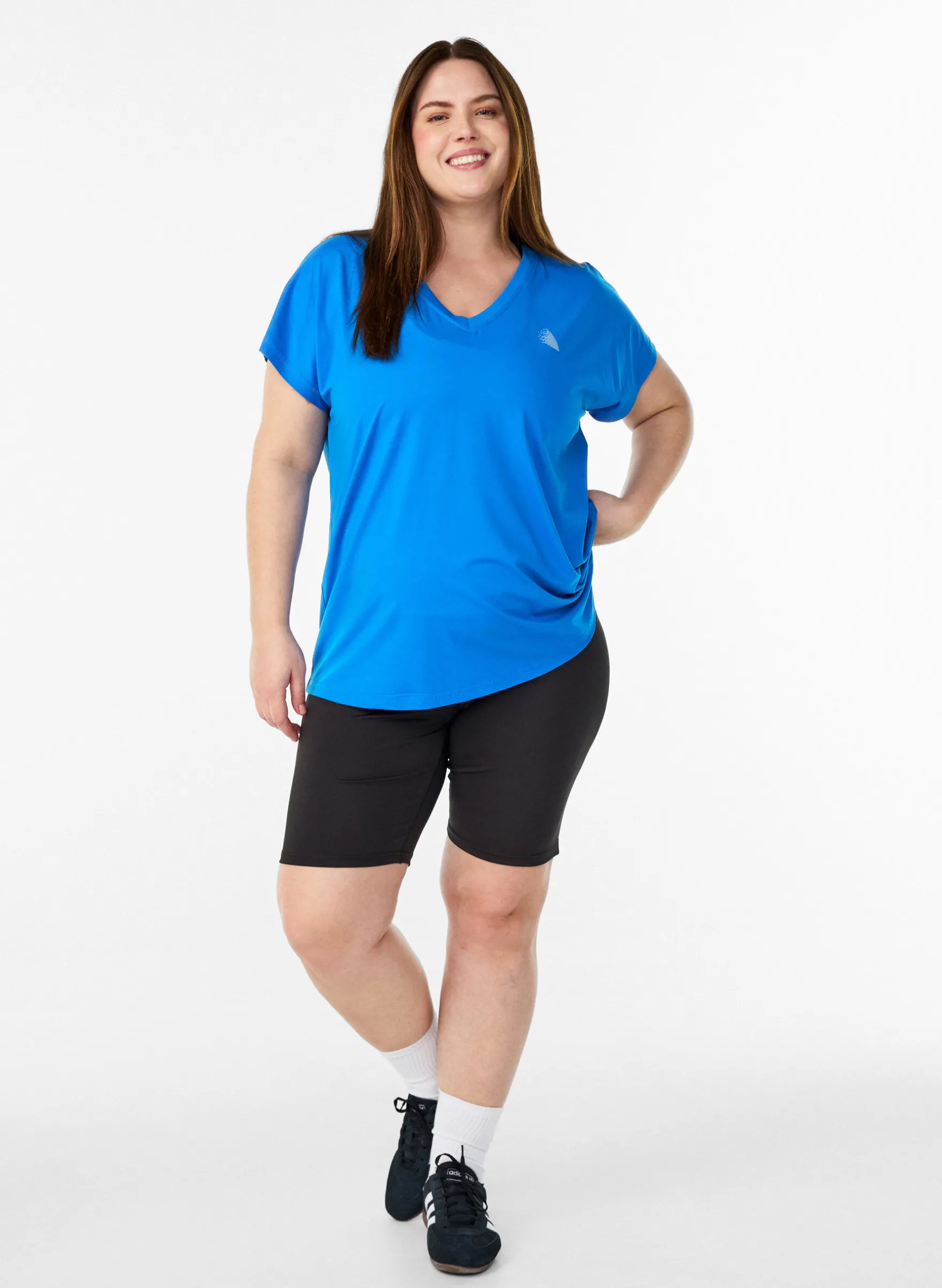 Lockeres Trainings-T-Shirt mit V-Ausschnitt