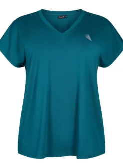 Lockeres Trainings-T-Shirt mit V-Ausschnitt