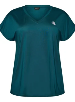 Lockeres Trainings-T-Shirt mit V-Ausschnitt