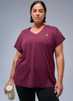 Lockeres Trainings-T-Shirt mit V-Ausschnitt
