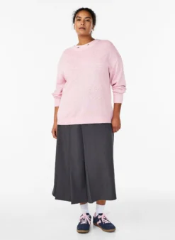 Lockere Strickbluse mit Herzmuster