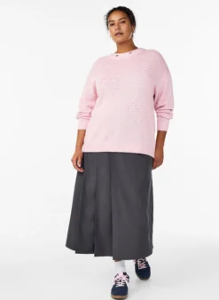 Lockere Strickbluse mit Herzmuster