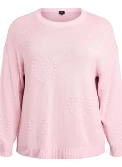 Lockere Strickbluse mit Herzmuster