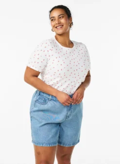 Locker geschnittene Jeansshorts mit hoher Taille
