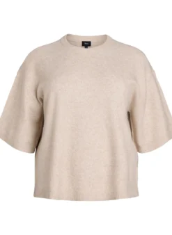Locker sitzende Strickshirt mit kurzen Ärmeln