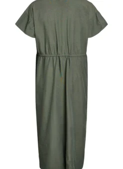 Maxi-Kleid mit Knöpfen und Bindegürtel
