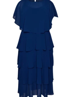 Maxikleid mit Rüschen-Volants und abnehmbarem Cape
