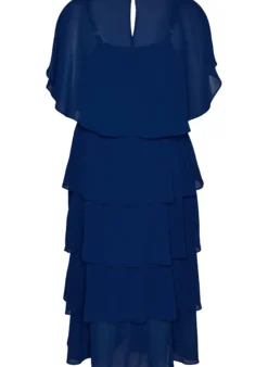Maxikleid mit Rüschen-Volants und abnehmbarem Cape