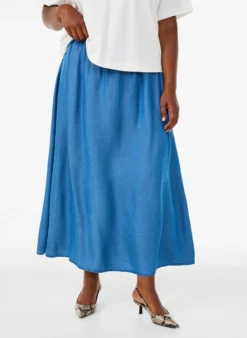 Maxirock aus TENCEL™ Lyocell mit Denim-Look
