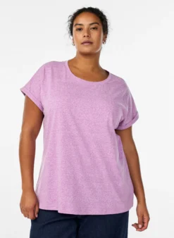 Melange T-Shirt mit kurzen Ärmeln