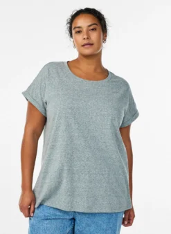 Melange T-Shirt mit kurzen Ärmeln