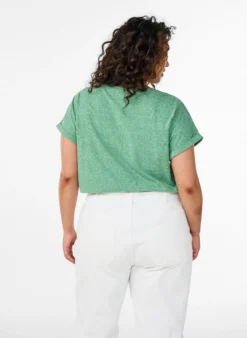 Melange-T-Shirt mit kurzen Ärmeln