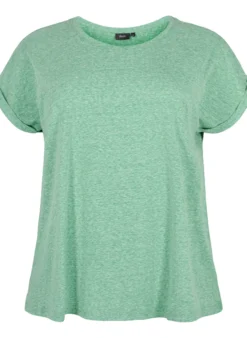 Melange-T-Shirt mit kurzen Ärmeln