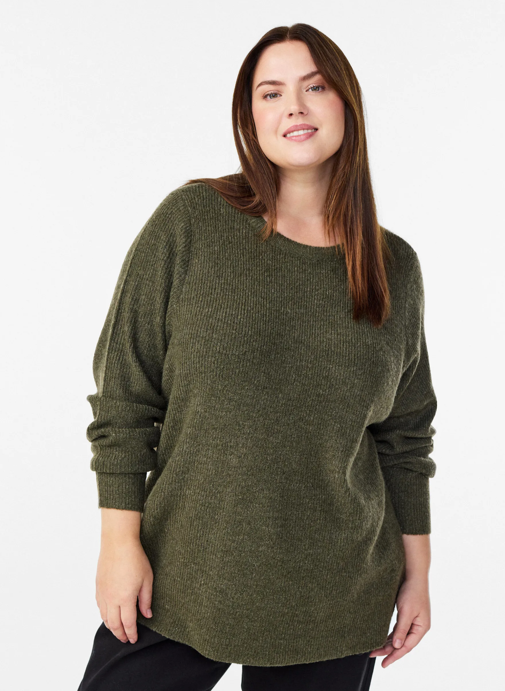 Melierte Strickbluse mit Rundhalsausschnitt