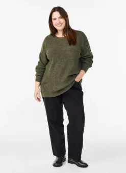 Melierte Strickbluse mit Rundhalsausschnitt