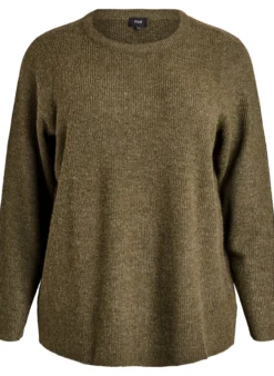 Melierte Strickbluse mit Rundhalsausschnitt