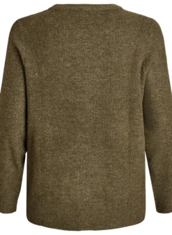 Melierte Strickbluse mit Rundhalsausschnitt