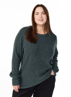 Melierte Strickbluse mit Rundhalsausschnitt