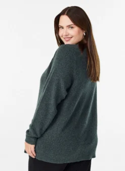Melierte Strickbluse mit Rundhalsausschnitt