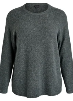 Melierte Strickbluse mit Rundhalsausschnitt