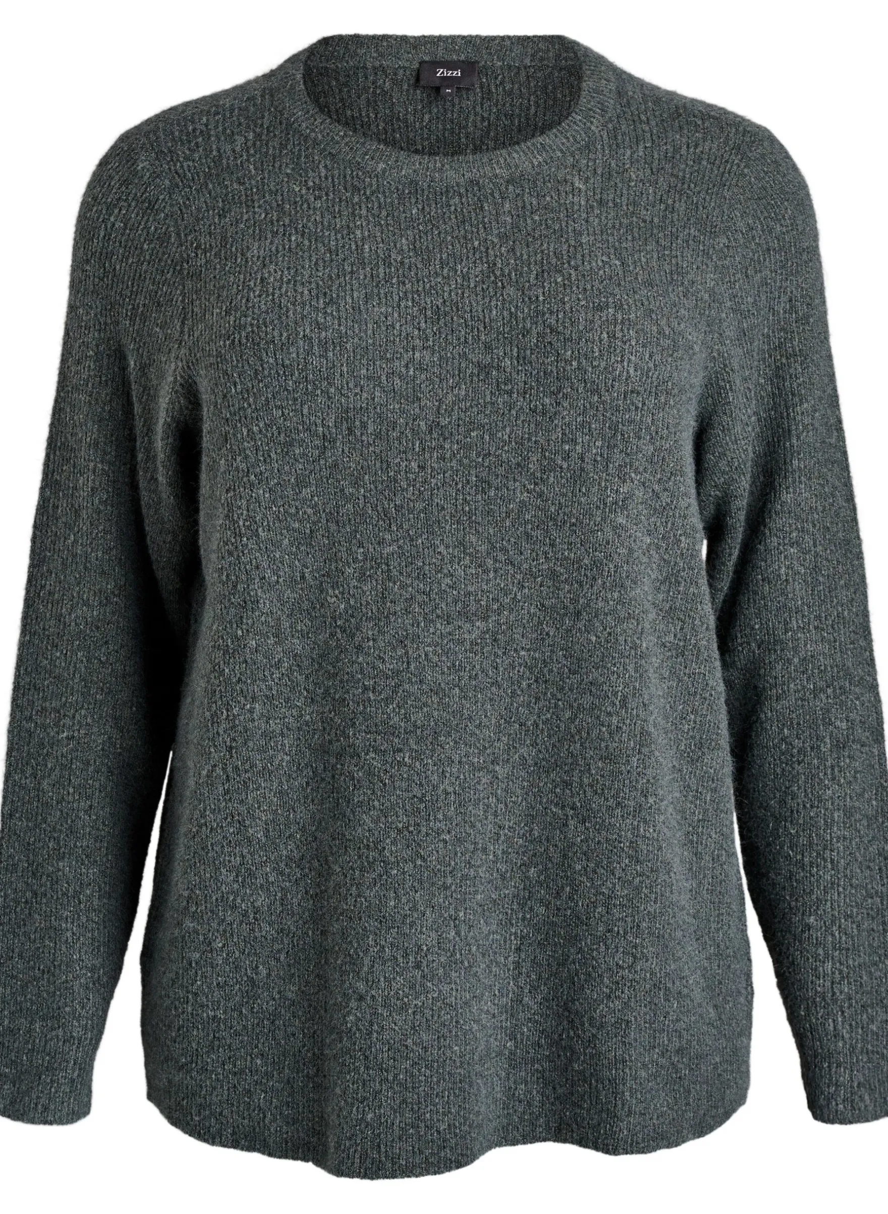 Melierte Strickbluse mit Rundhalsausschnitt