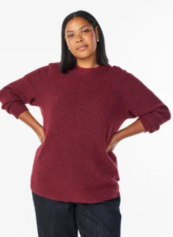 Melierte Strickbluse mit Rundhalsausschnitt