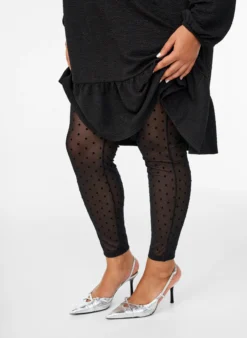 Mesh-Leggings mit Velourspunkten