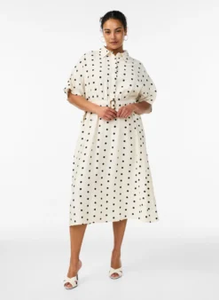 Midi-Hemdblusenkleid aus gepunkteter Viskose