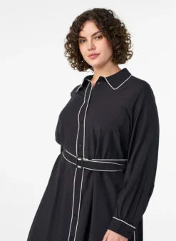 Midi-Hemdkleid mit Kontrastkanten