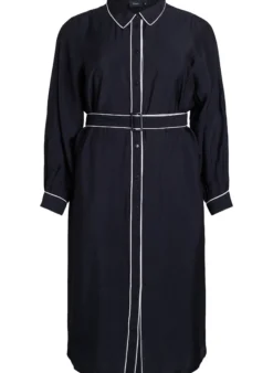 Midi-Hemdkleid mit Kontrastkanten