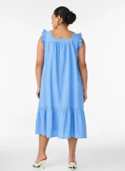 Midikleid aus Baumwolle mit Rüschendetails