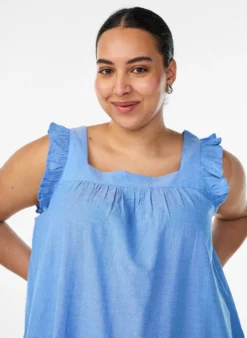 Midikleid aus Baumwolle mit Rüschendetails